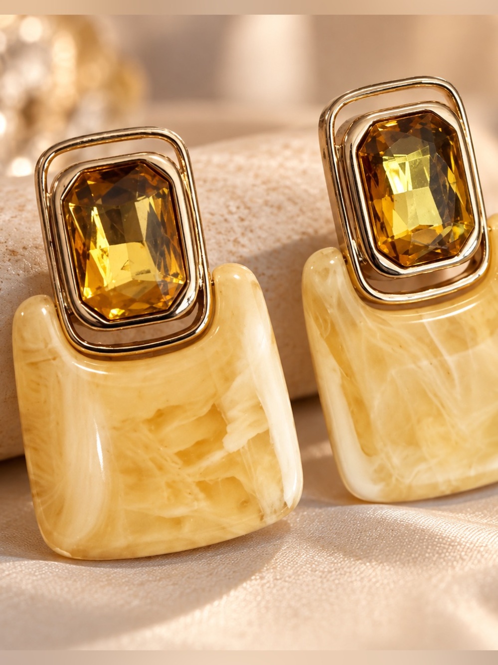 Fifi’s Golden Honey Fortune | Amber Crystal Statement Earrings
